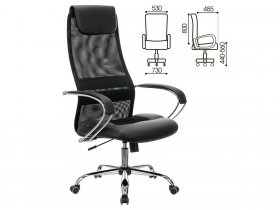Кресло офисное BRABIX PREMIUM Stalker EX-608 CH, хром, ткань-сетка/кожзам, черное в Заковряжино - zakovryazhino.mebel-nsk.ru | фото