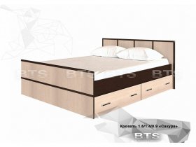 Кровать двуспальная с ящиками 1,4м Сакура (BTS) в Заковряжино - zakovryazhino.mebel-nsk.ru | фото