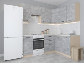 Модульная угловая кухня 1,4м*2,1м Лада (цемент) в Заковряжино - zakovryazhino.mebel-nsk.ru | фото